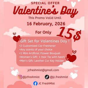 Valentine's Day Gift Set with Car Fresheners
Scent: Bamboo & Teak + Rose Scent